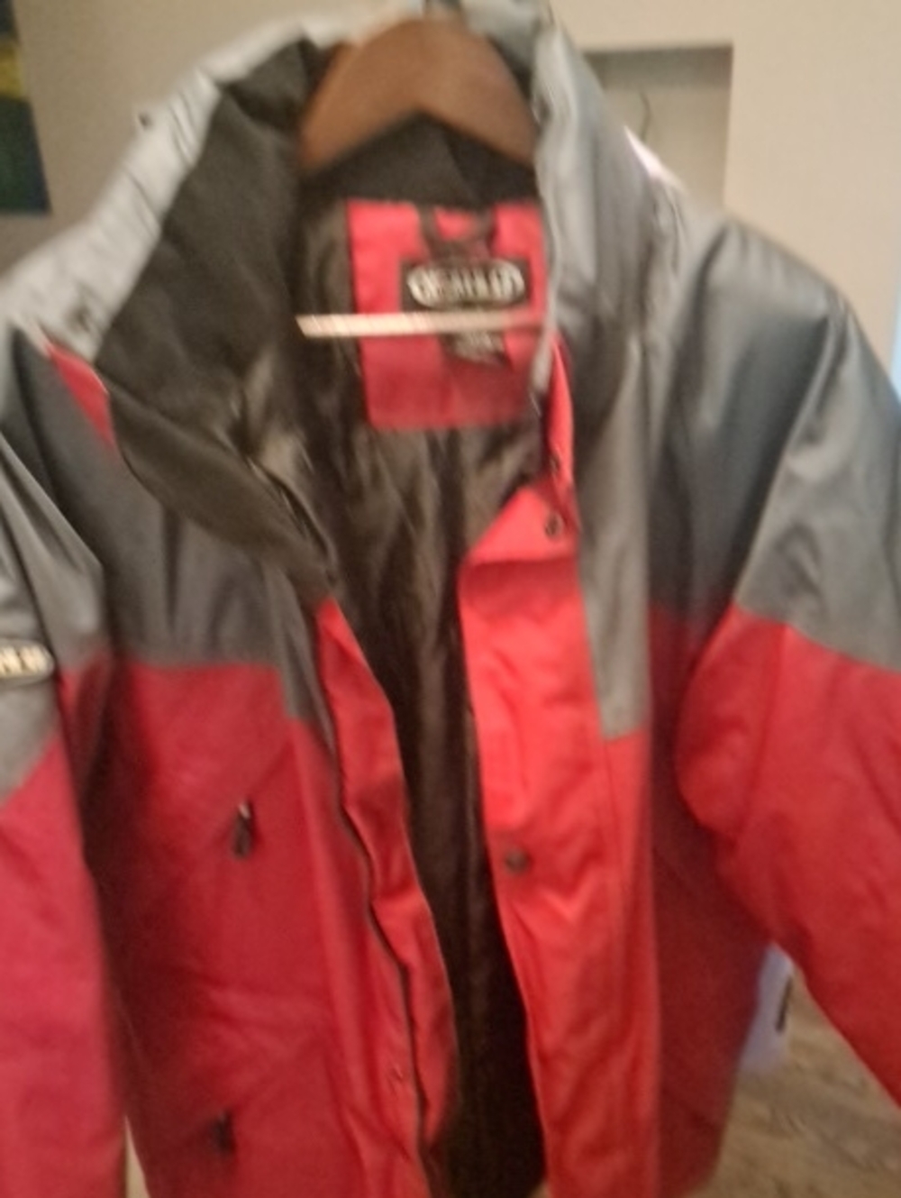 Men's Two-Tone Red and Gray Waterproof Raincoat